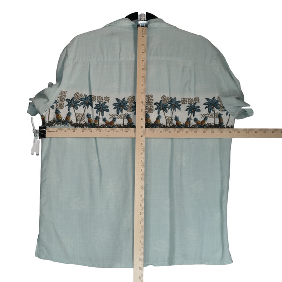 Batik Bay Button Up Shirt Short Sleeve Mens XL Green Palm Trees Tiki Lightweight - Picture 6 of 9